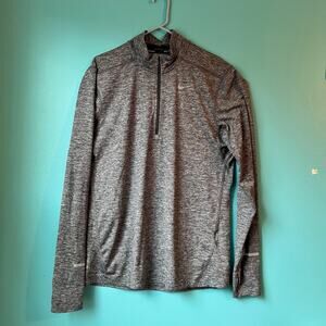 Nike 1/4 Zip Pullover Running Shirt Mens M Heather Gray Dri Fit Stretch